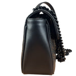 Gucci Black Leather GG Logo Marmont Noir Matelasse Shoulder Bag