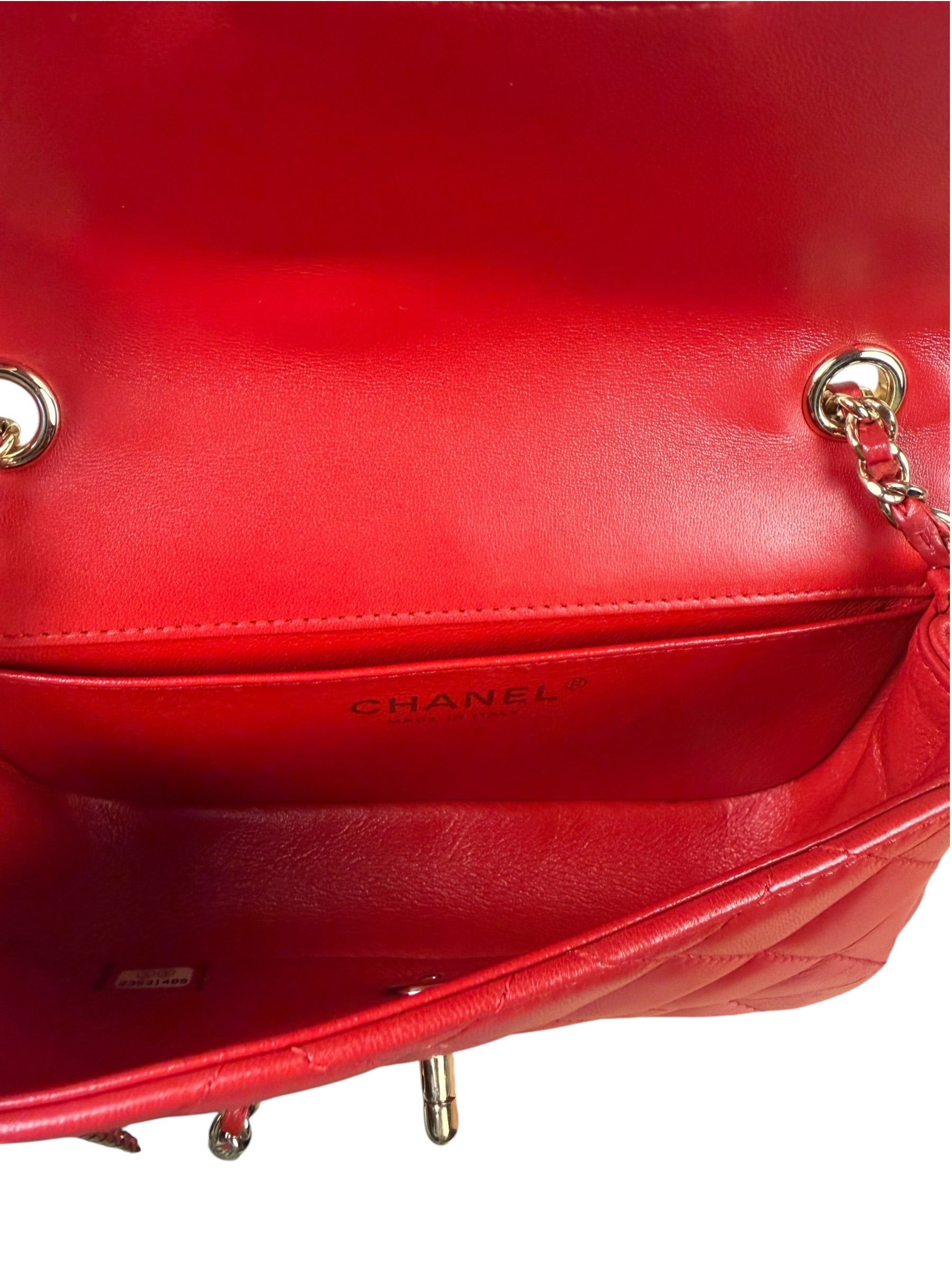 Chanel Red Lambskin Timeless Small Shoulder Bag 2017
