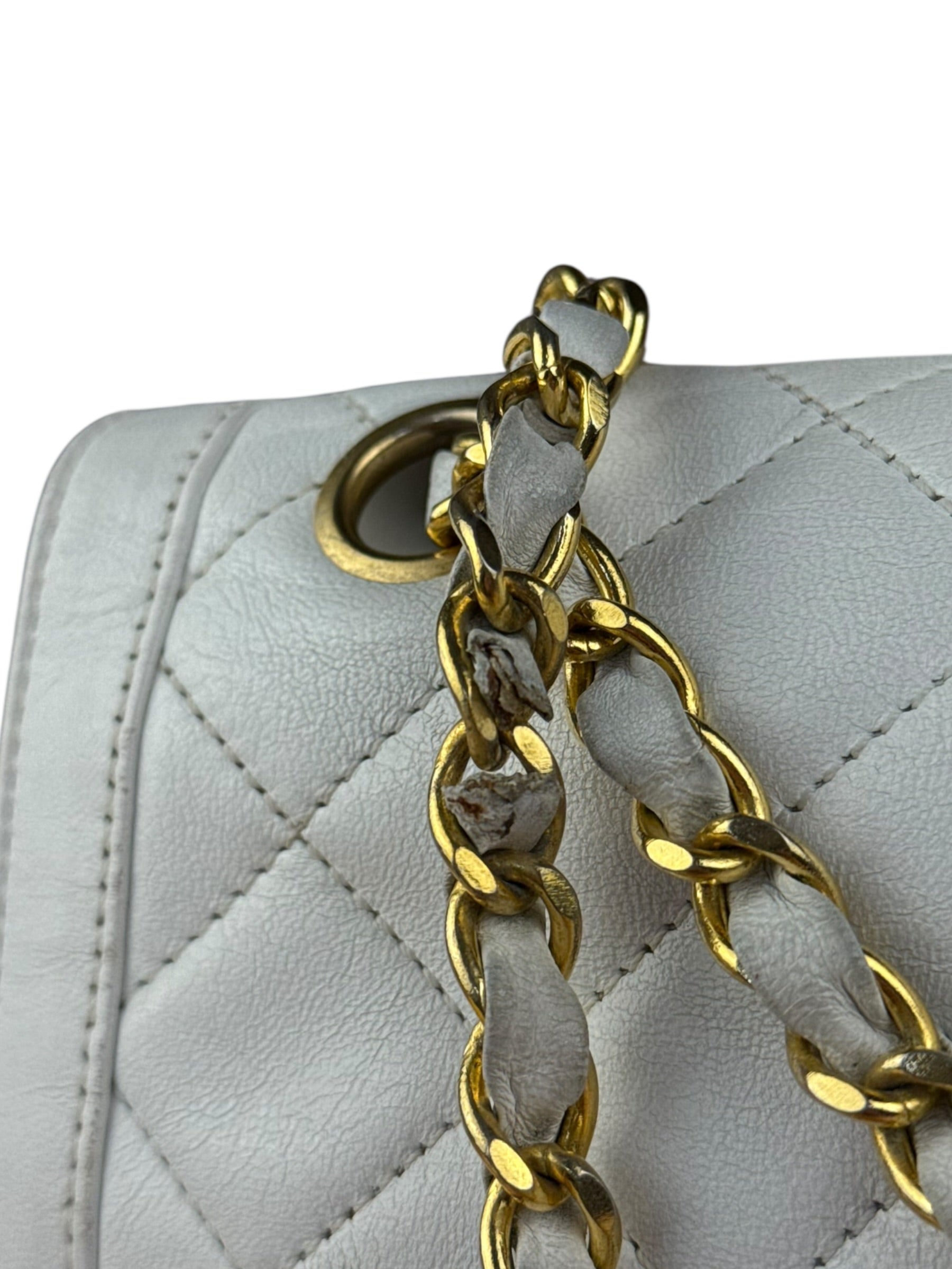Chanel CC White Quilted Double Flap Bag 1988