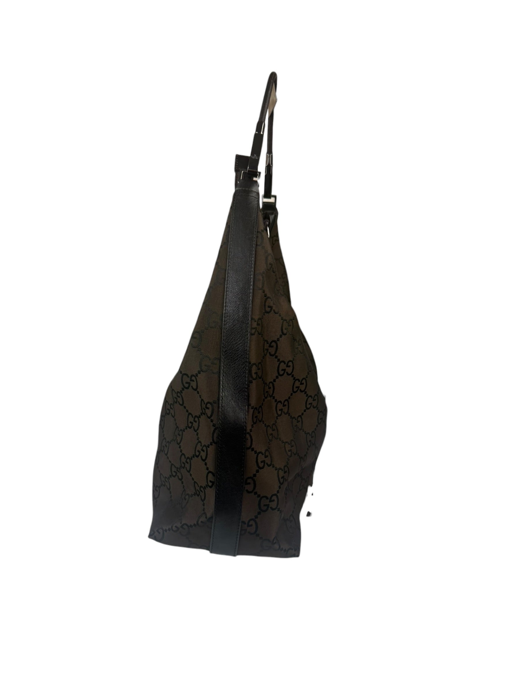 Gucci GG Monogram Brown Nylon Hobo Bag