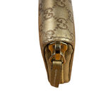 Gucci Metallic Gold Patent Leather GG Zippy Compressed Wallet