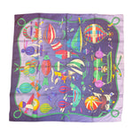Hermes Blue Les Folies Du Ciel Silk Scarf