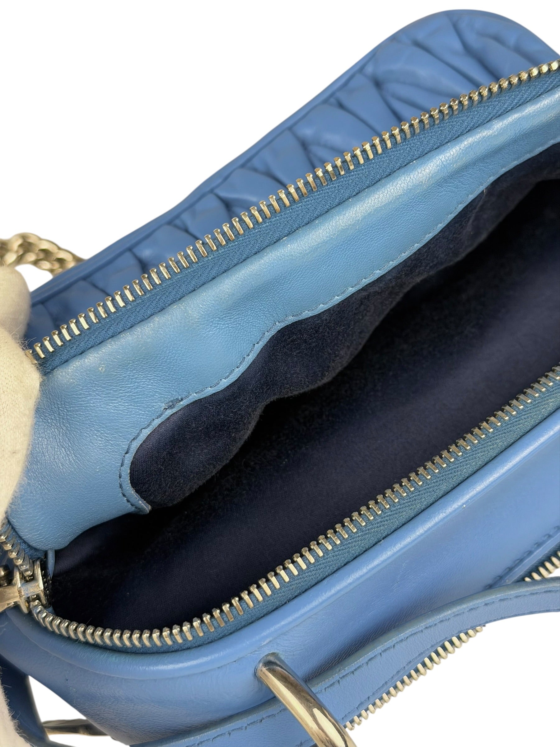 Miu Miu Blue Leather Chain Camera 2Way Shoulder Bag