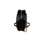 Saint Laurent Round Vinyle Quilted Shoulder Bag Black