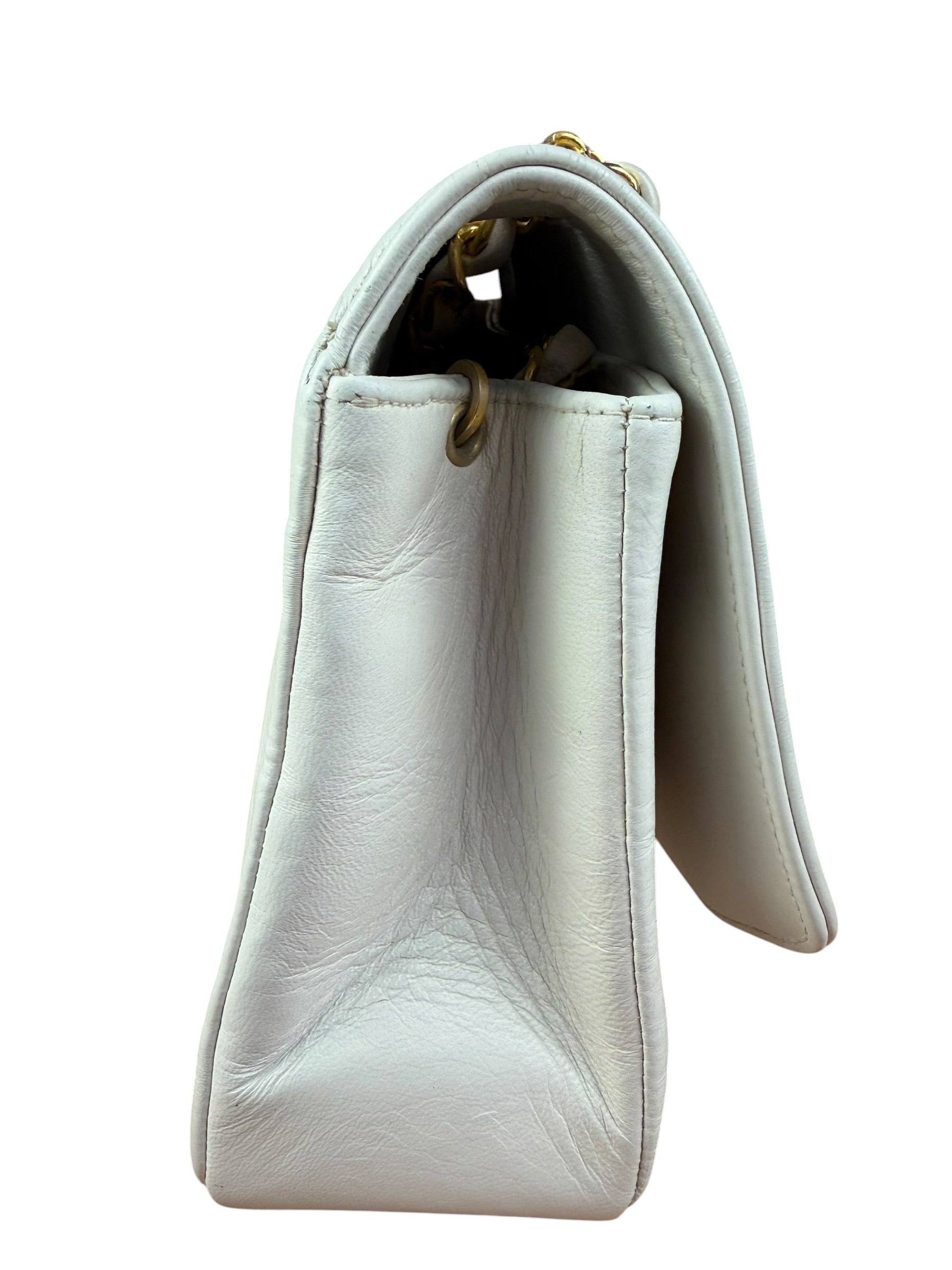 Chanel Vintage White Leather Diana Flap Shoulder Bag 1989