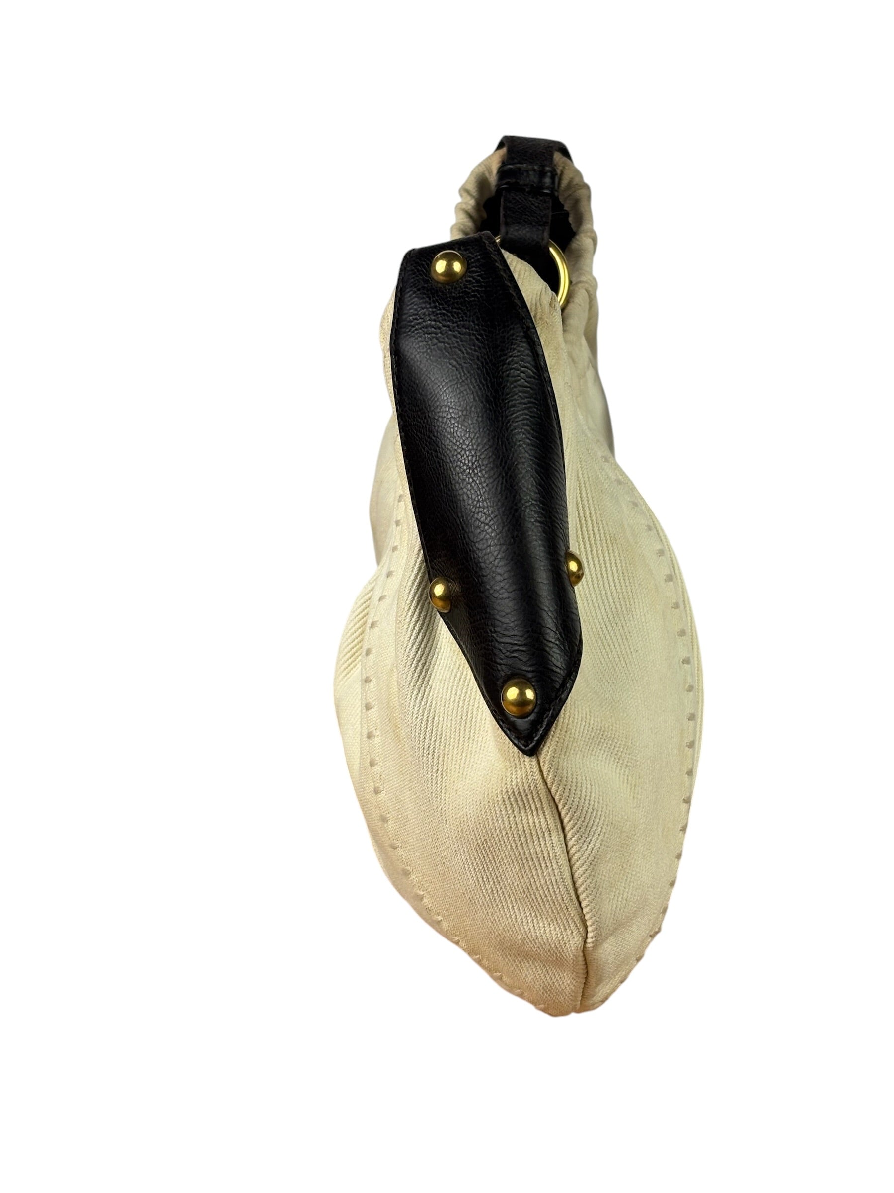 Saint Laurent White Canvas Mombasa Hobo Bag