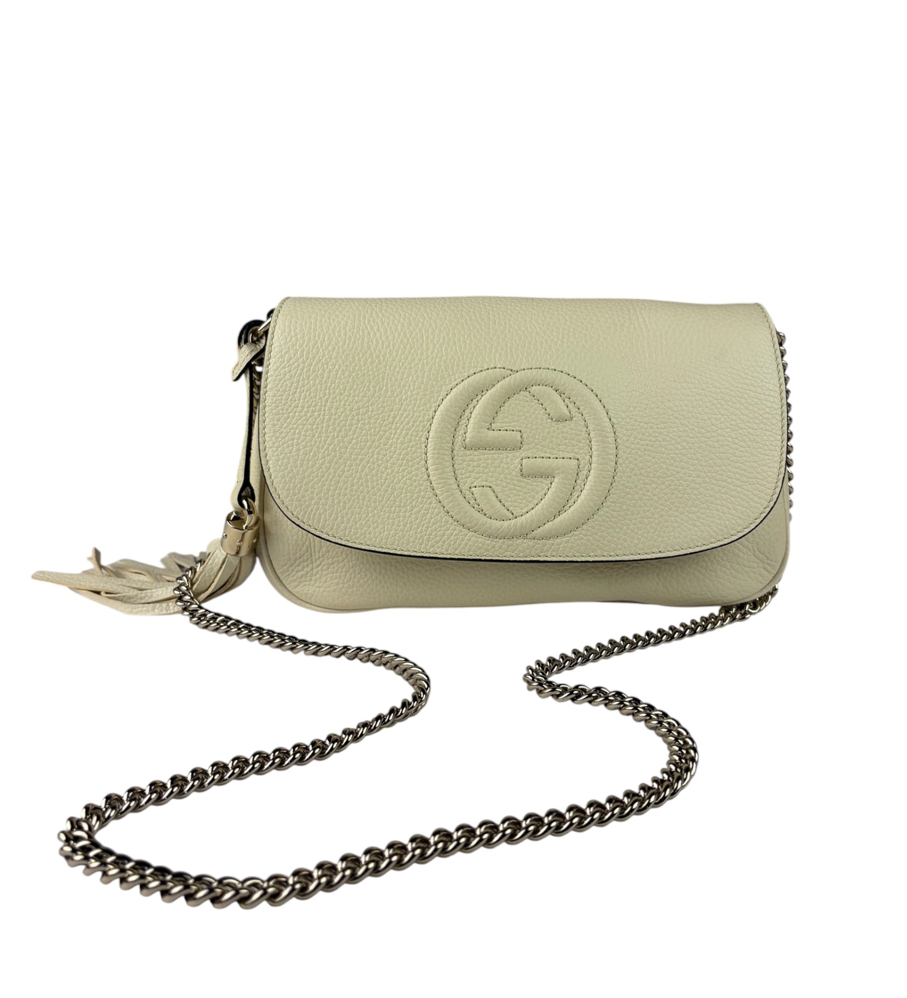 Gucci Soho Chain Flap Shoulder Bag White