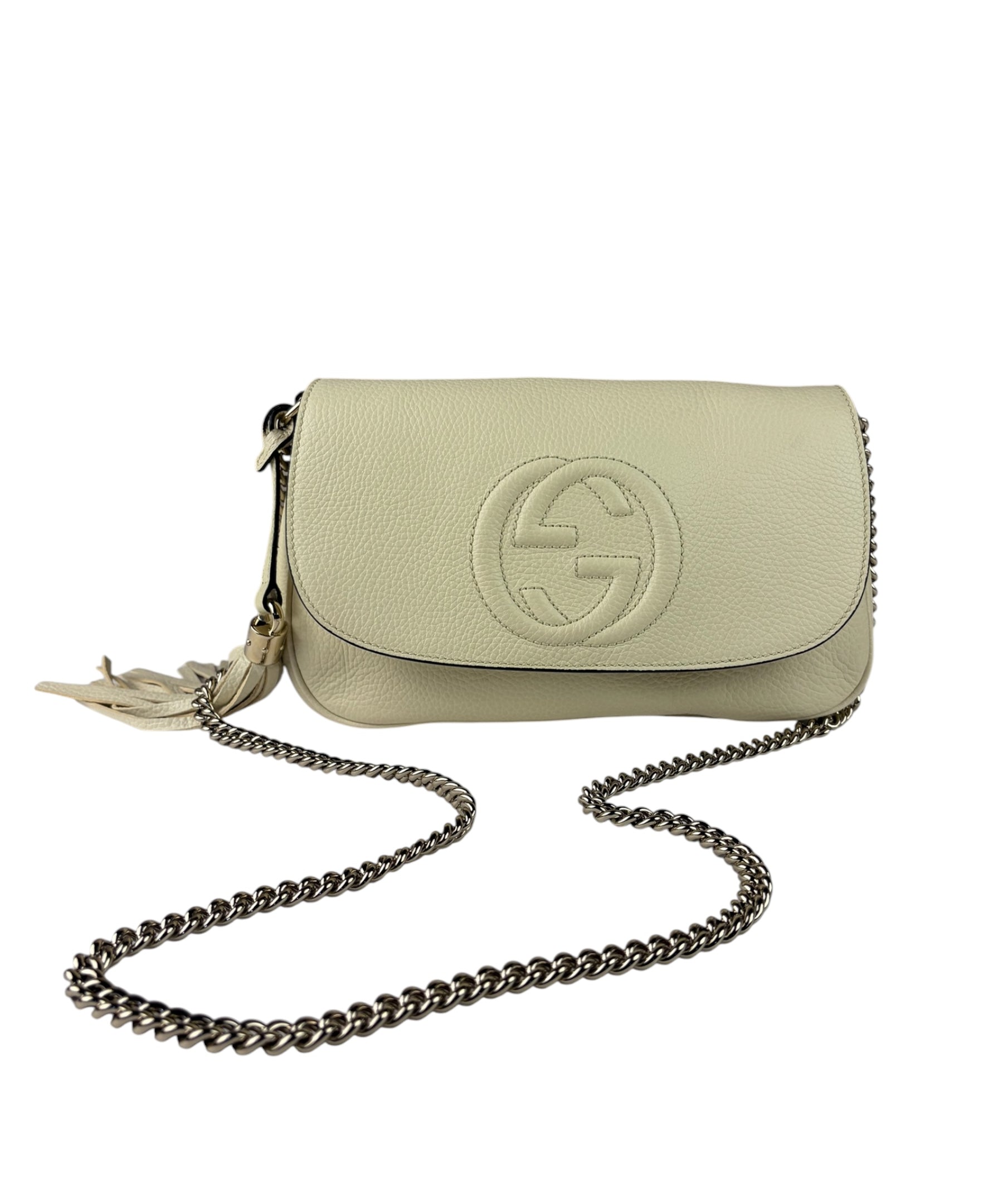 Gucci Soho Chain Flap Shoulder Bag White