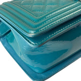 Chanel Teal Quilted Patent Leather Boy Flap Bag 2014