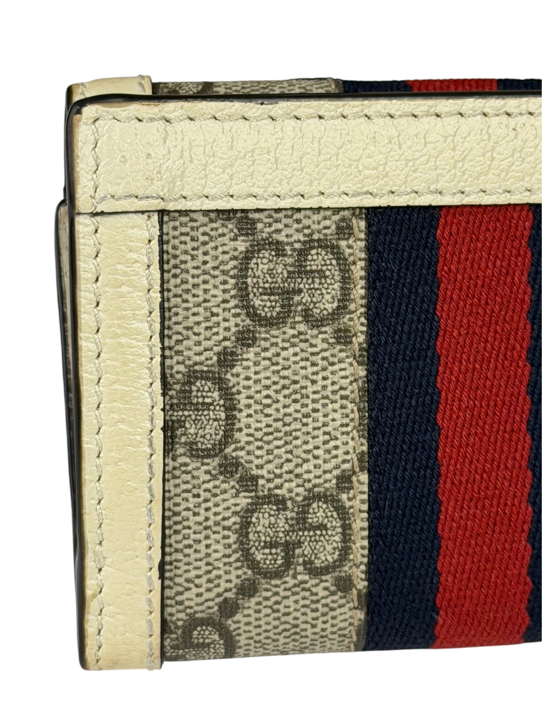 Gucci Beige Leather Trim Ophidia GG Supreme Card Case