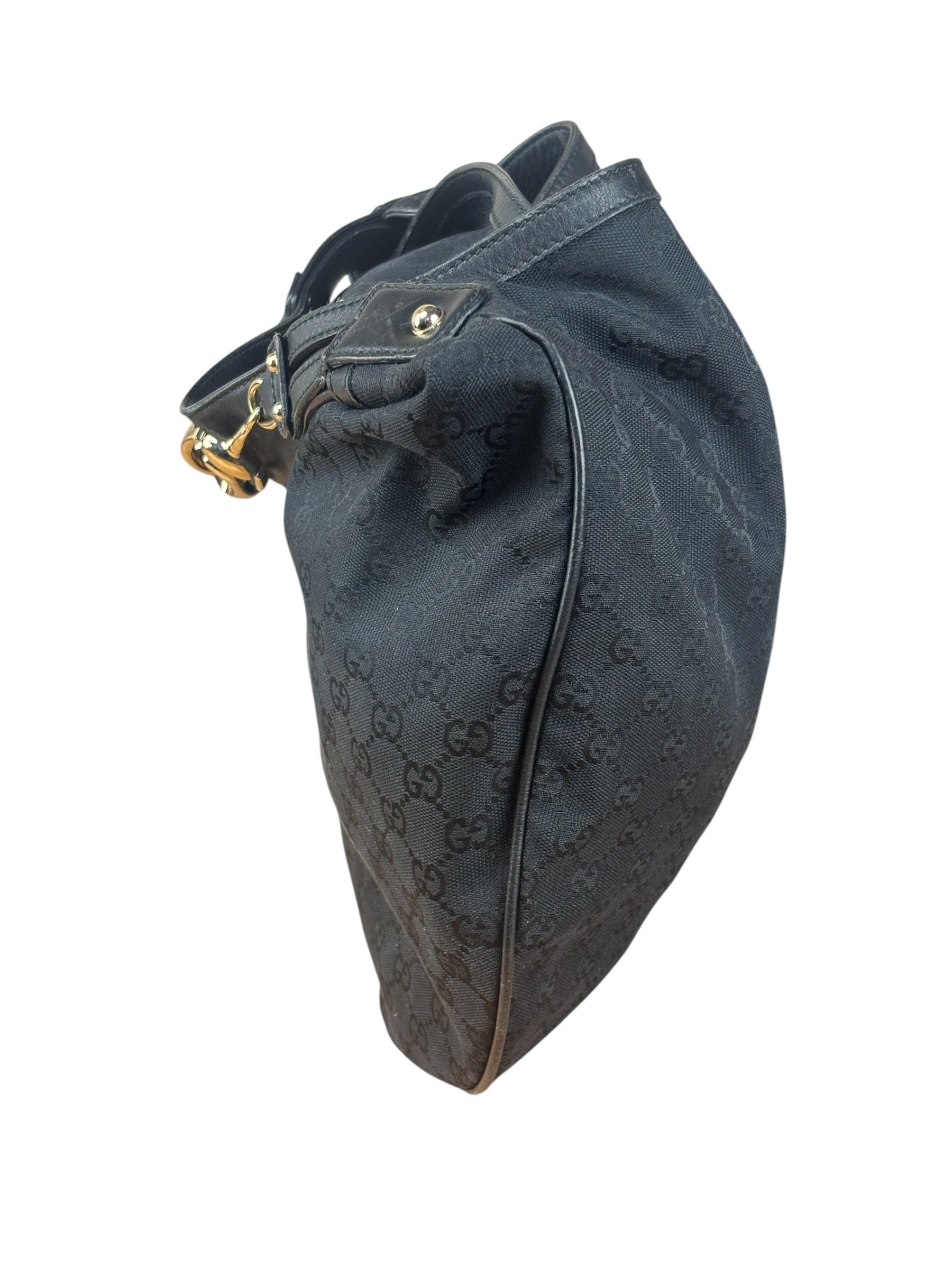 Gucci GG Black Hobo Horsebit Shoulder Bag
