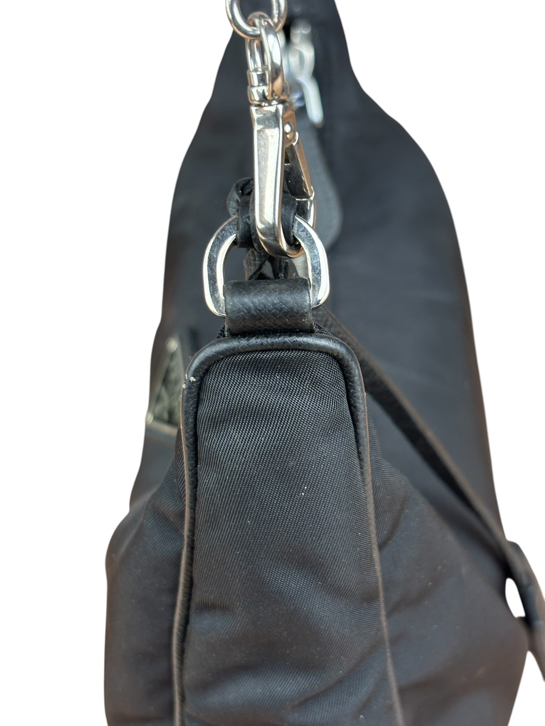 Prada Black Nylon Leather Trim Re-Edition 2005 Two-Way Bag