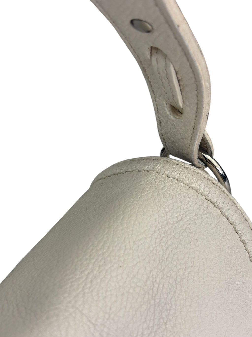 Gucci White Leather Techno Horsebit Shoulder Bag