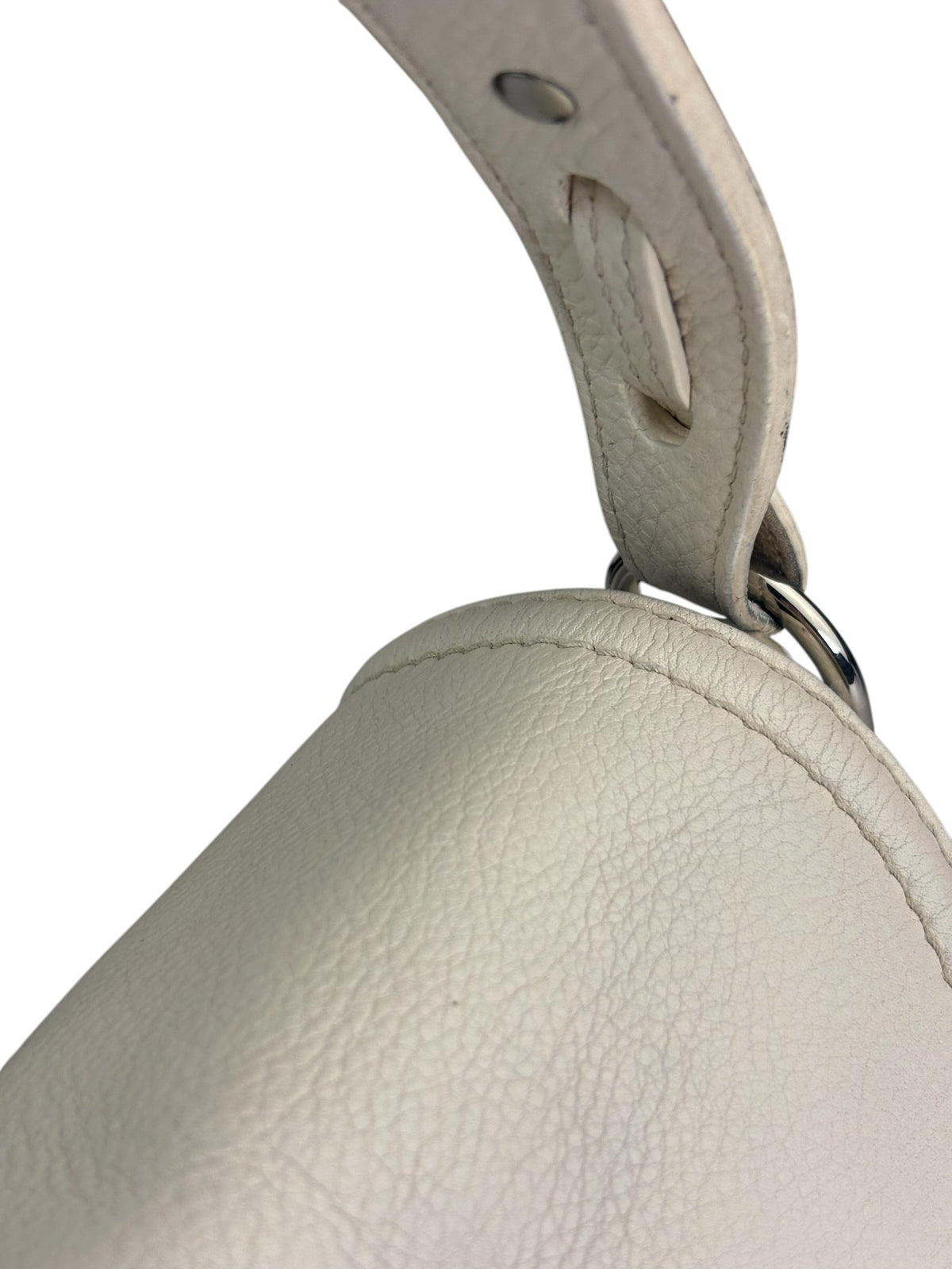 Gucci White Leather Techno Horsebit Shoulder Bag