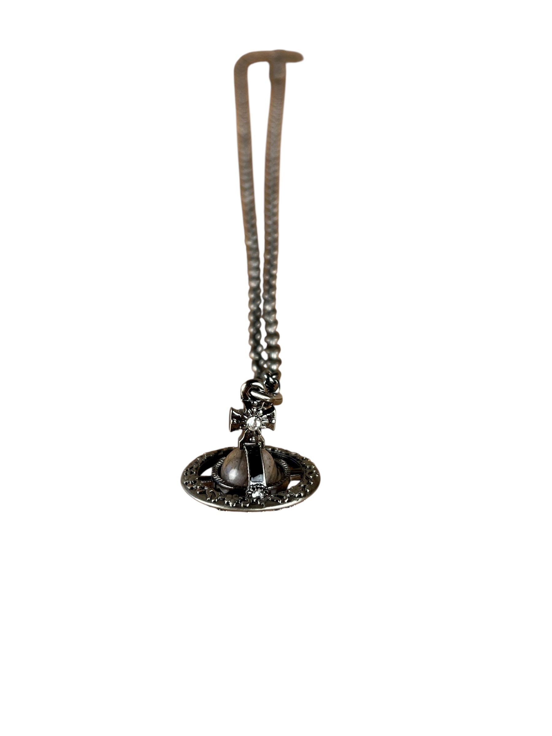 Vivienne Westwood Gunmetal 3D Marble Orb Necklace