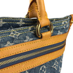 Louis Vuitton Denim Leather Trim Monogram Flat Tote Bag
