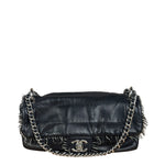 Chanel Black Classic Flap Tweed Shoulder Bag 2010