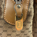 Gucci Brown Leather Trim Micro GG Sherry Line Boston Handbag
