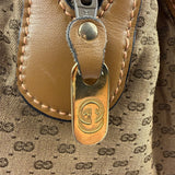 Gucci Brown Leather Trim Micro GG Sherry Line Boston Handbag