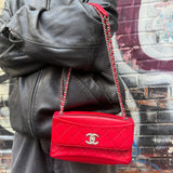 Chanel Red Quilted Leather Shoulder Bag 2016