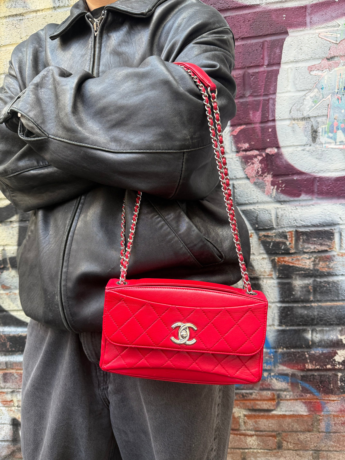 Chanel Red Quilted Leather Shoulder Bag 2016