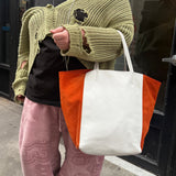 Celine Cabas Phantom Orange Suede Tote Bag