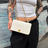 Chanel White Quilted Leather CC Flap Shoulder Bag 2013
