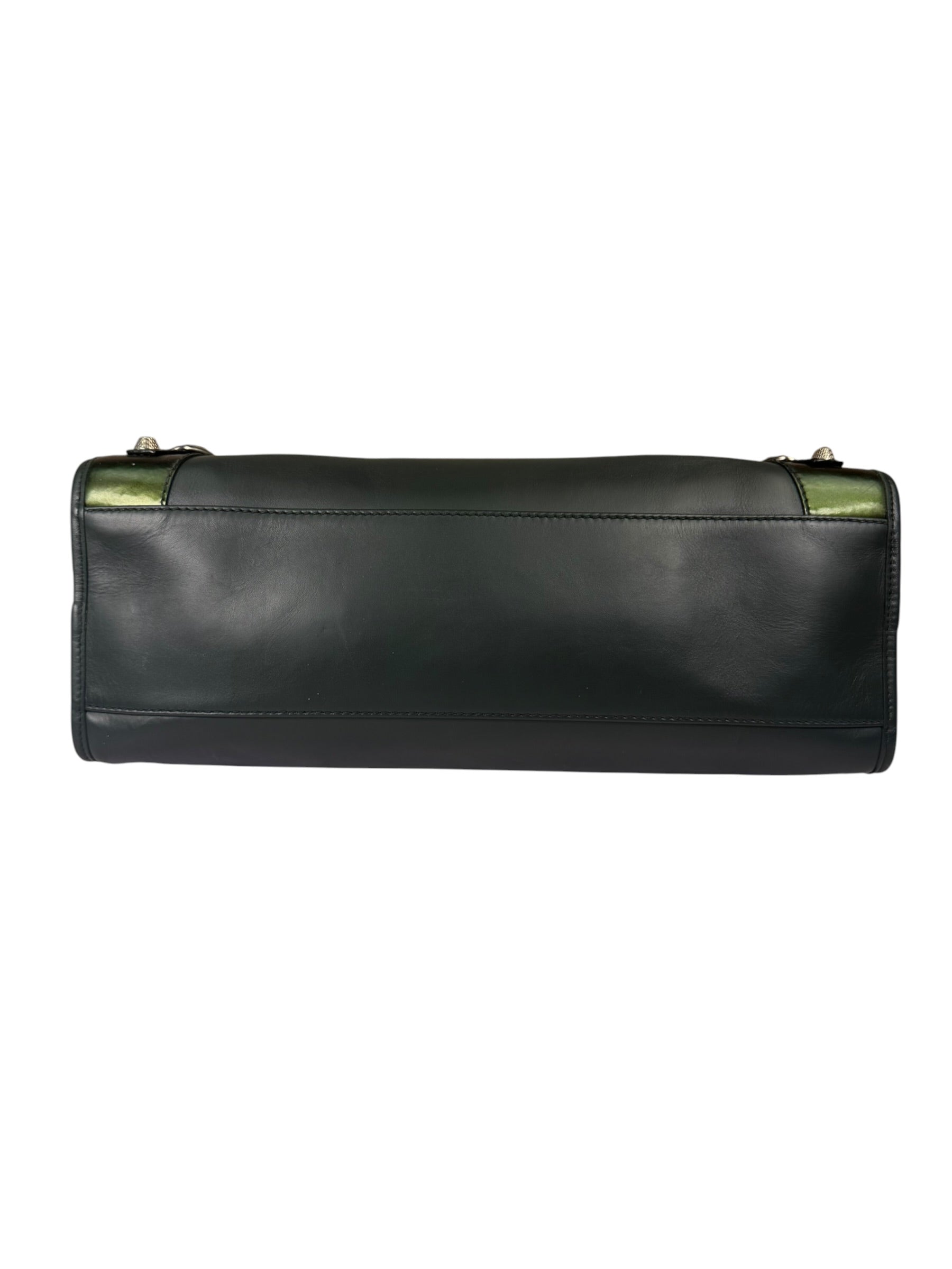 Balenciaga Green Calfskin Metallic Trim Giant 12 City Bag