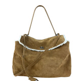 Balenciaga Rodeo Handbag Suede/Fleece Brown