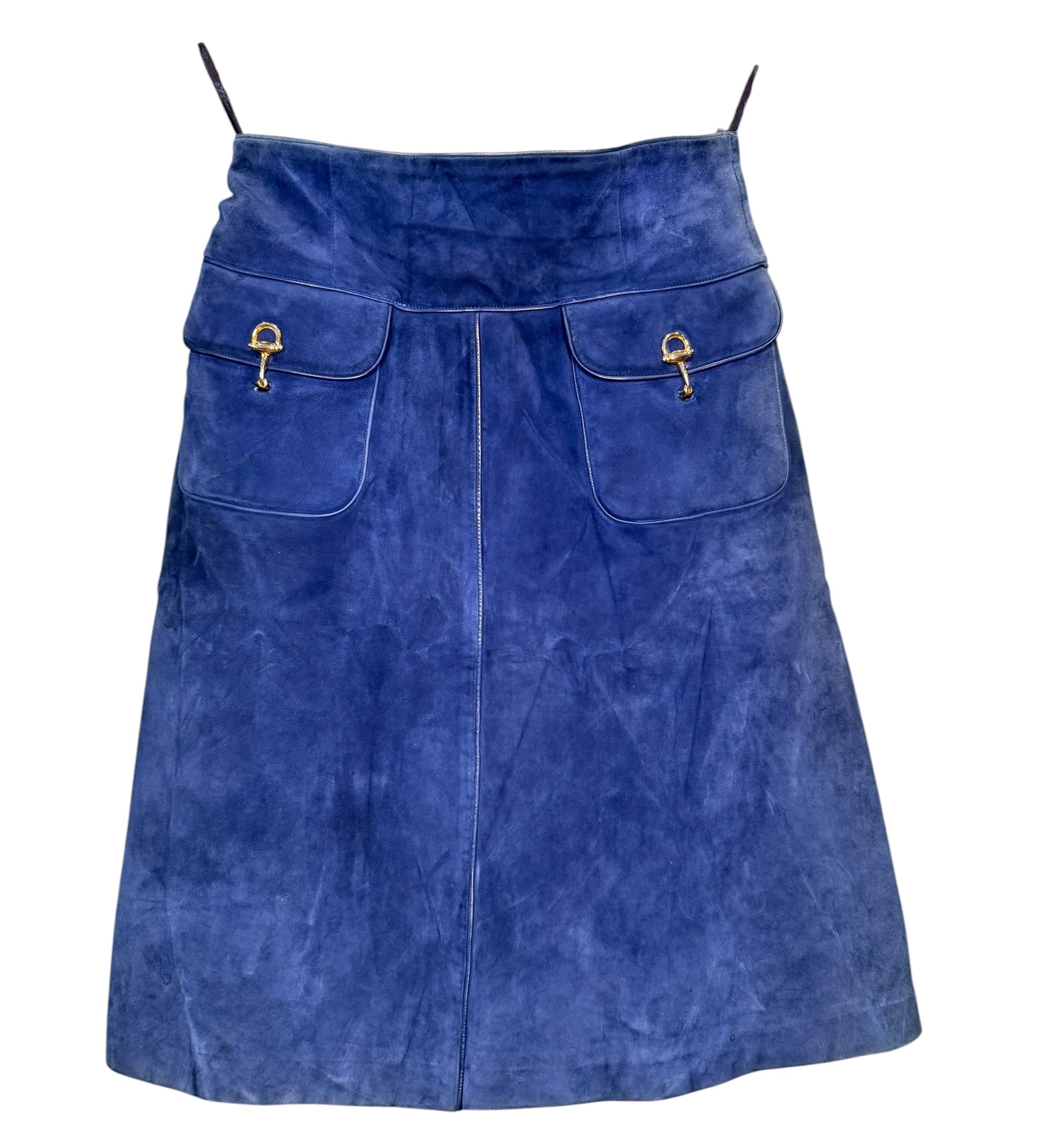 Gucci Vintage Blue Suede Skirt