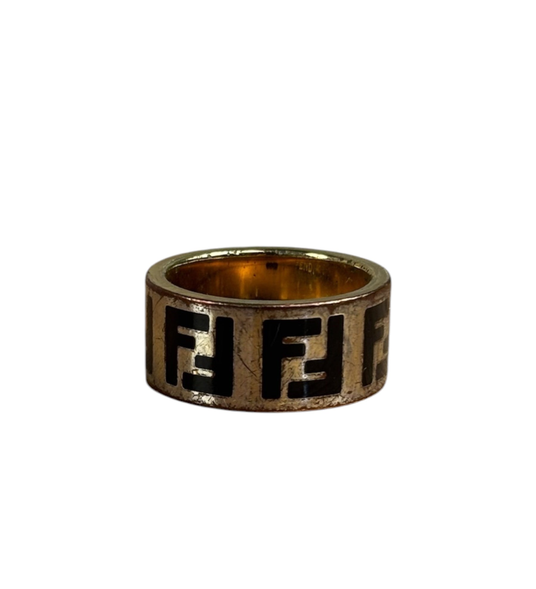 Fendi Gold/Black Monogram Forever Ring