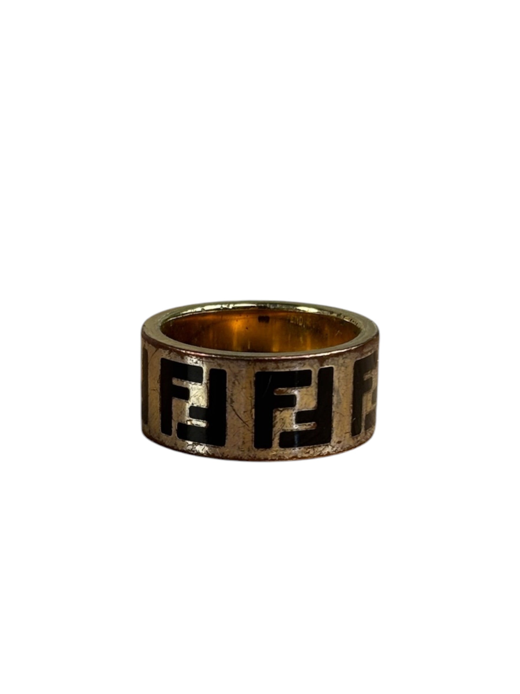 Fendi Gold/Black Monogram Forever Ring