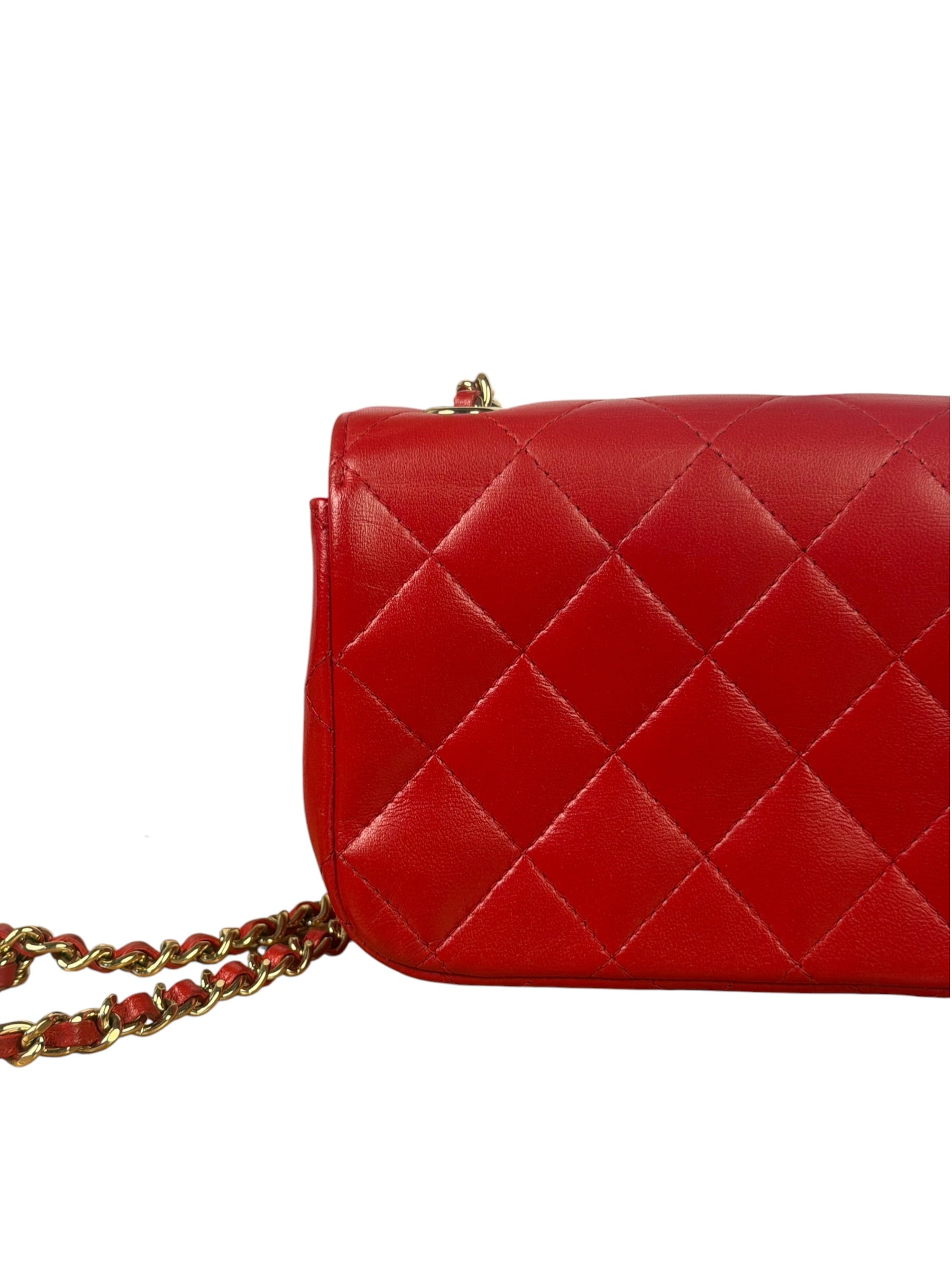 Chanel Red Lambskin Timeless Small Shoulder Bag 2017