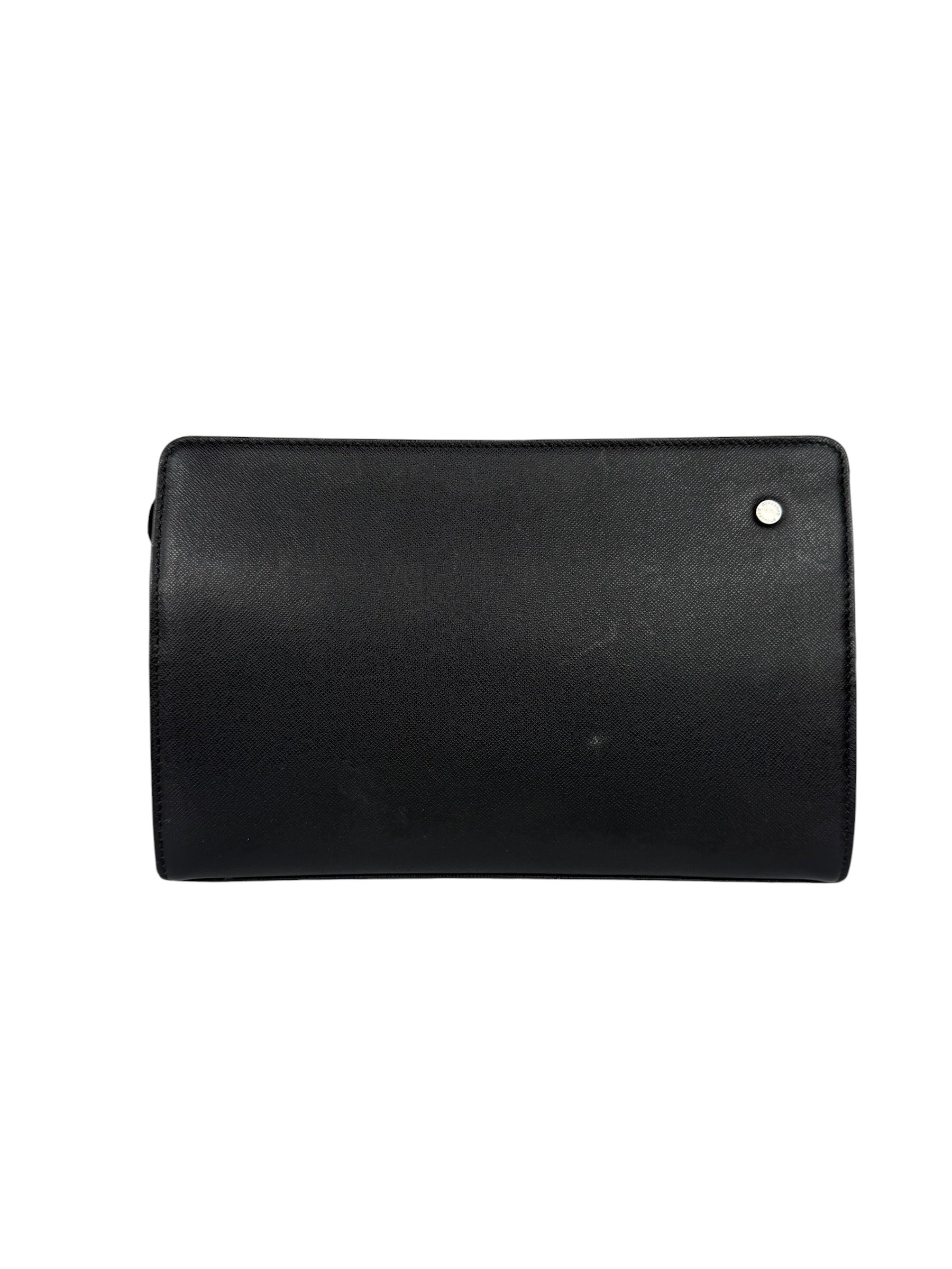 Burberry Black Leather Zip Clutch Pouch