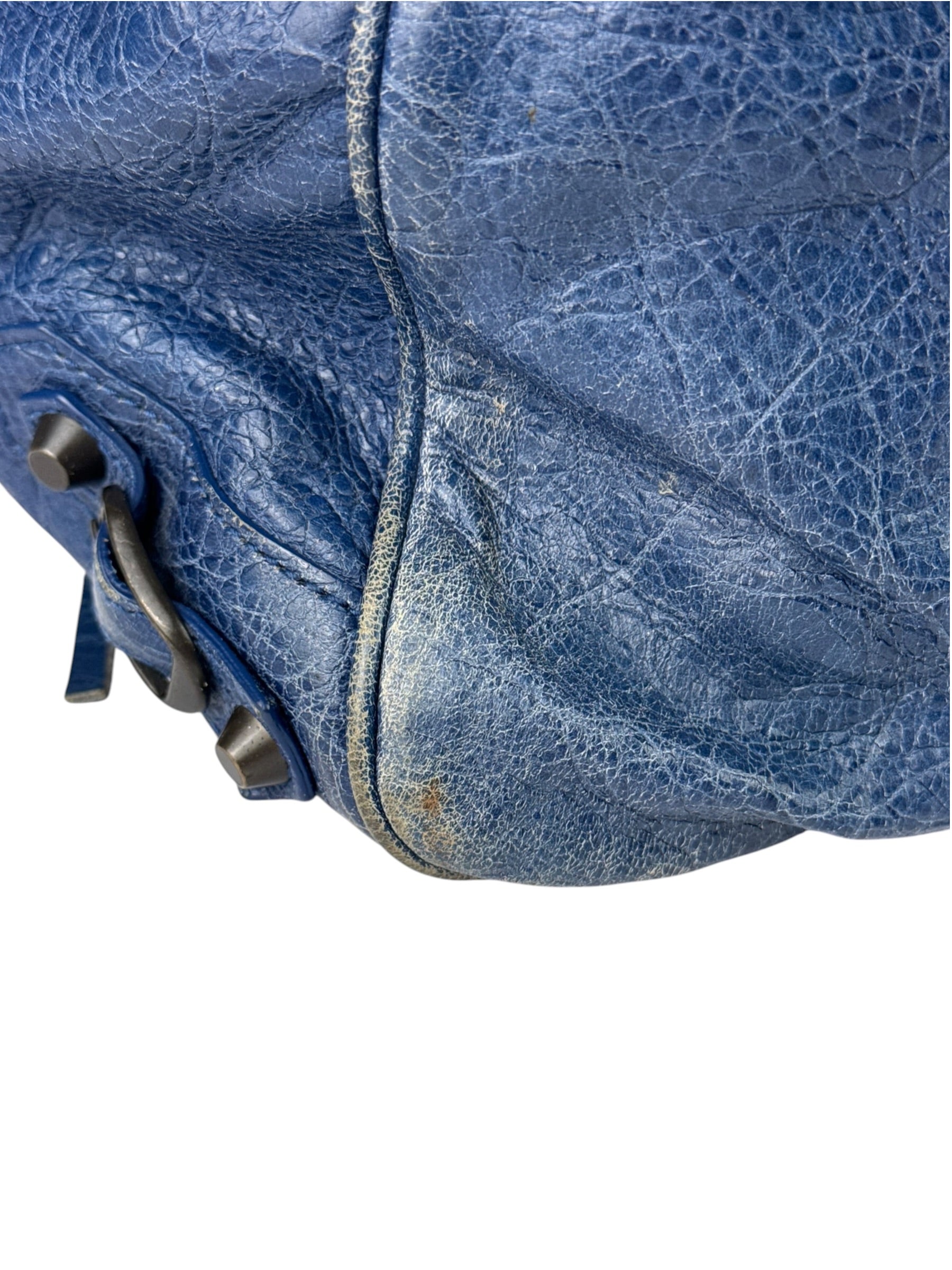 Balenciaga Navy Leather Moto Work Two-Way Bag