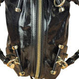 Gucci Black Patent Vintage Dialux Pop Bamboo 2Way Handbag