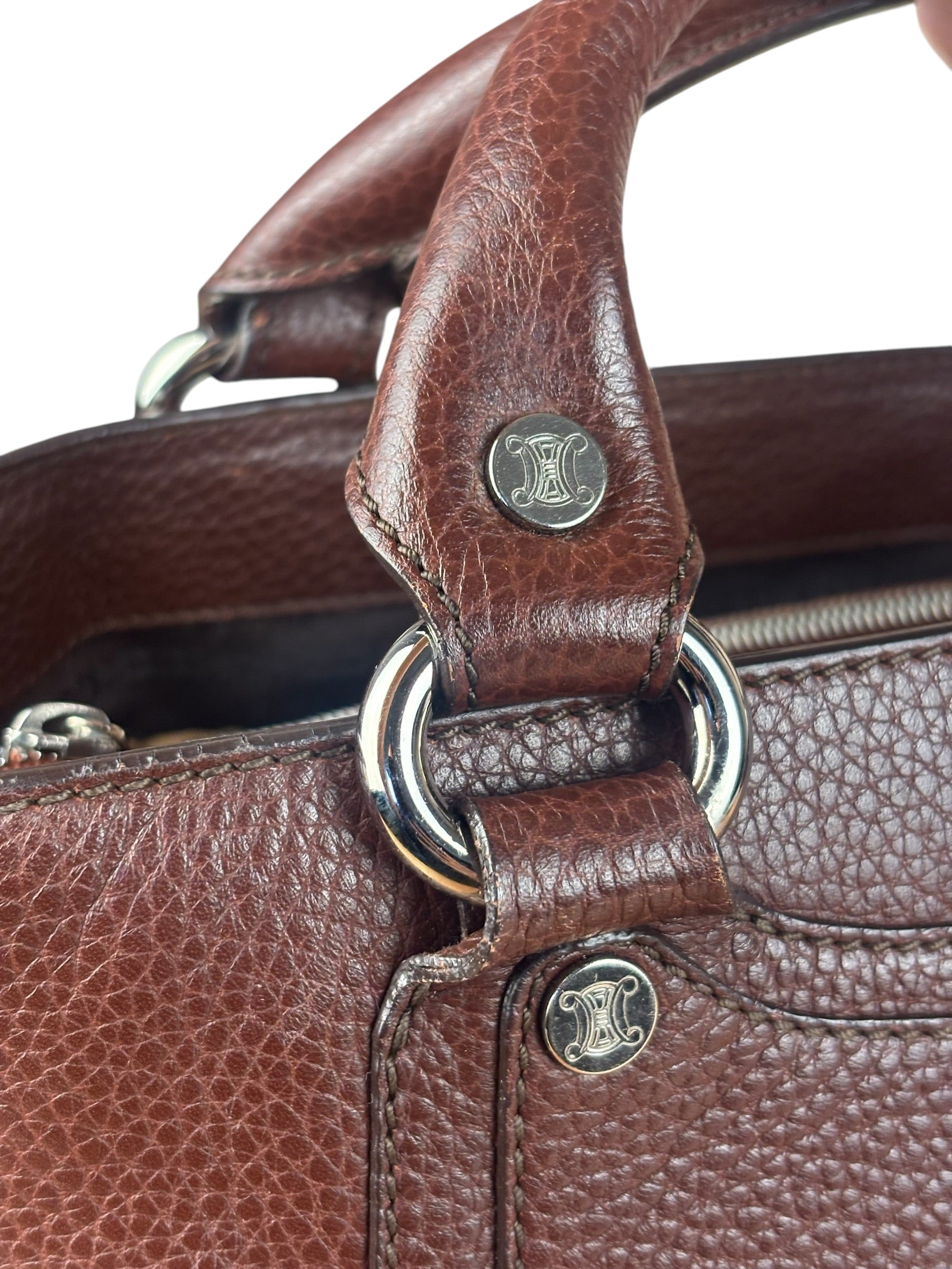 Celine Brown Pebbled Leather Boogie Handbag