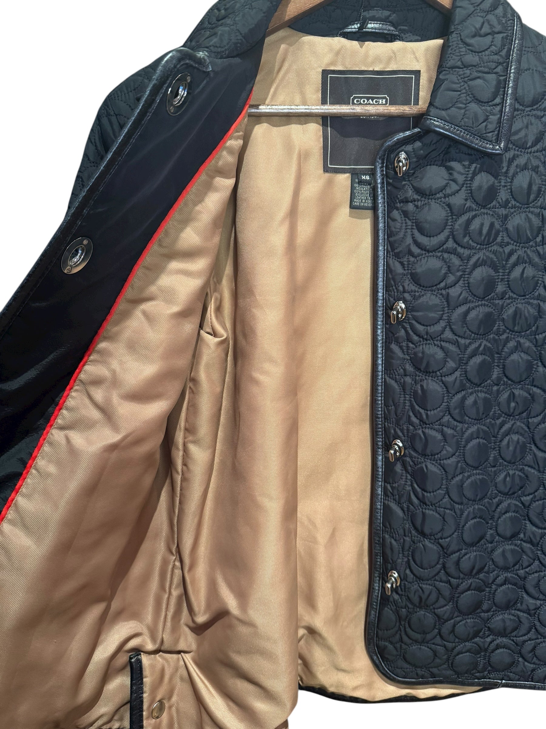 Coach Signature Quilted Coat Black