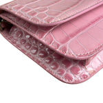 Balenciaga Pink Croc-Embossed Leather Chain B Wallet