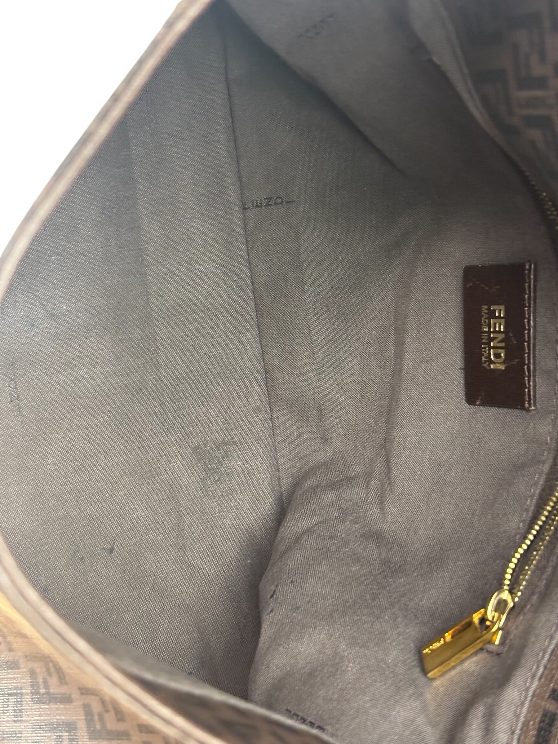 Fendi Brown Leather Zucca Mamma Baguette