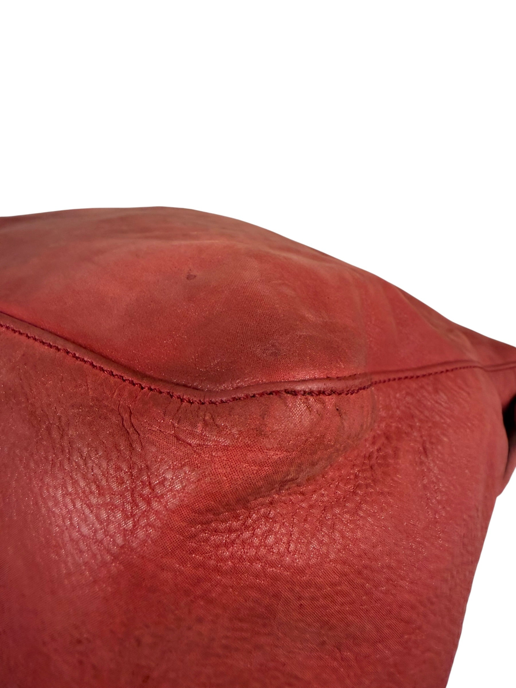 Fendi Red Leather Mamma Baguette Shoulder Bag