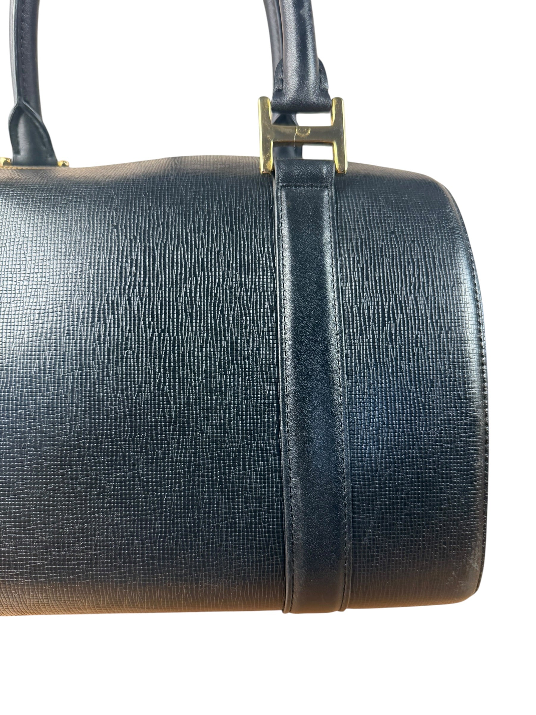 MCM Vintage Black Leather Boston Handbag