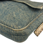 Fendi Denim/Snakeskin Trim Mini Baguette