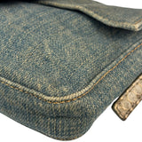 Fendi Denim/Snakeskin Trim Mini Baguette