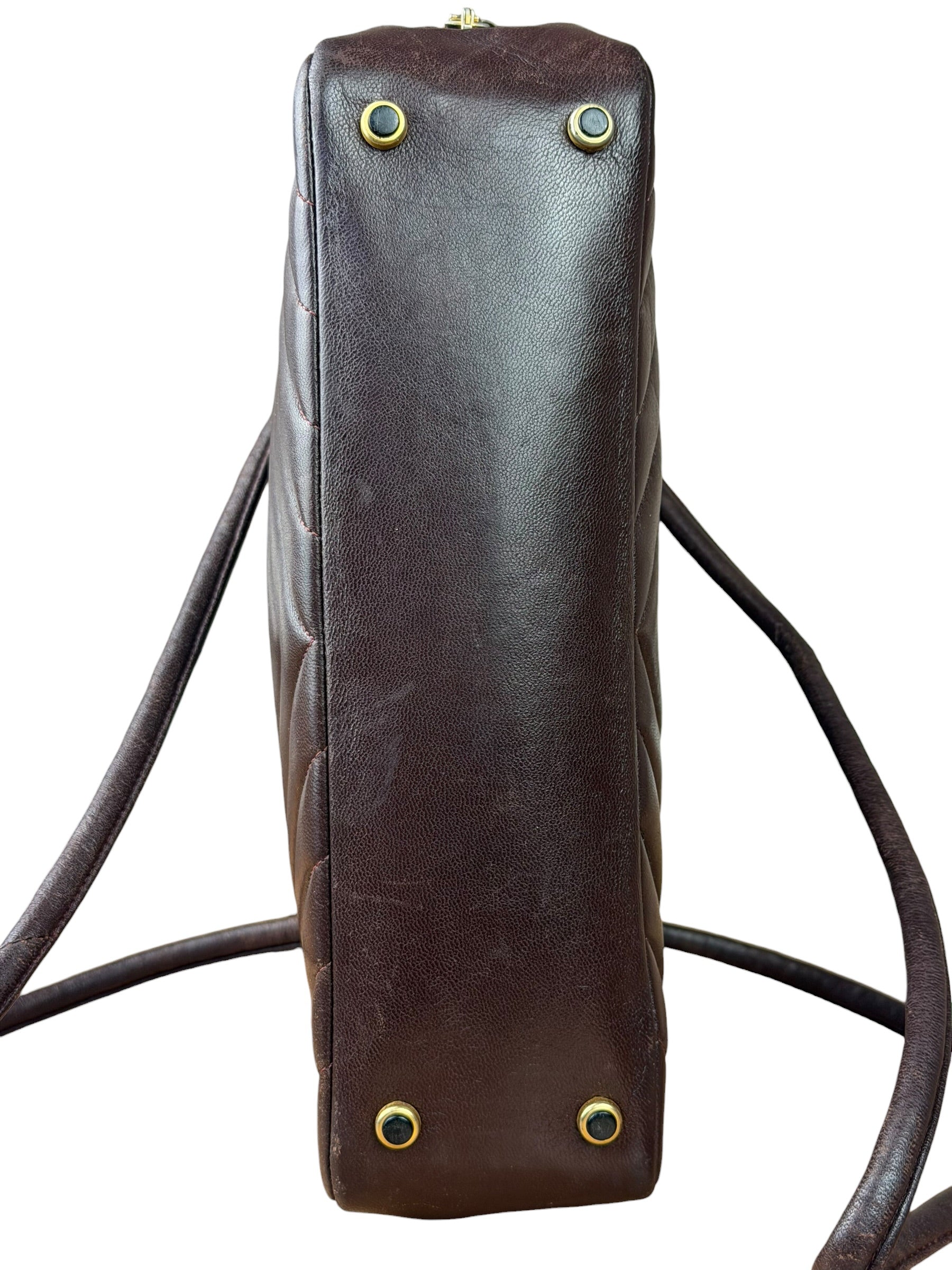 Chanel Burgundy Leather V Stitch Shoulder Bag 1990's
