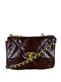 Chanel 19 Burgundy Quilted Patent Leather Two-Way Flap Bag 2020