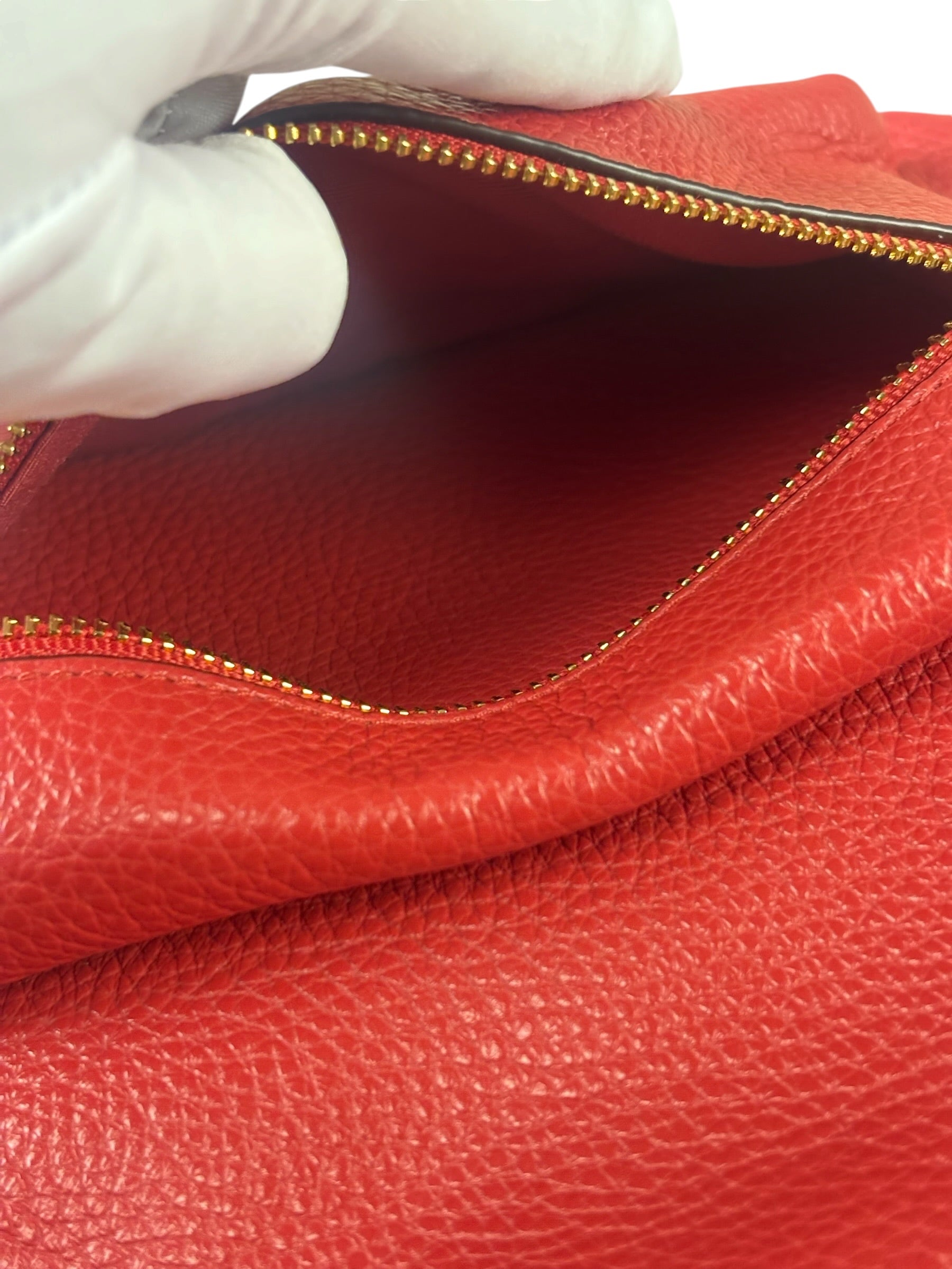 Coach Red Pebbled Mini Charlie Backpack