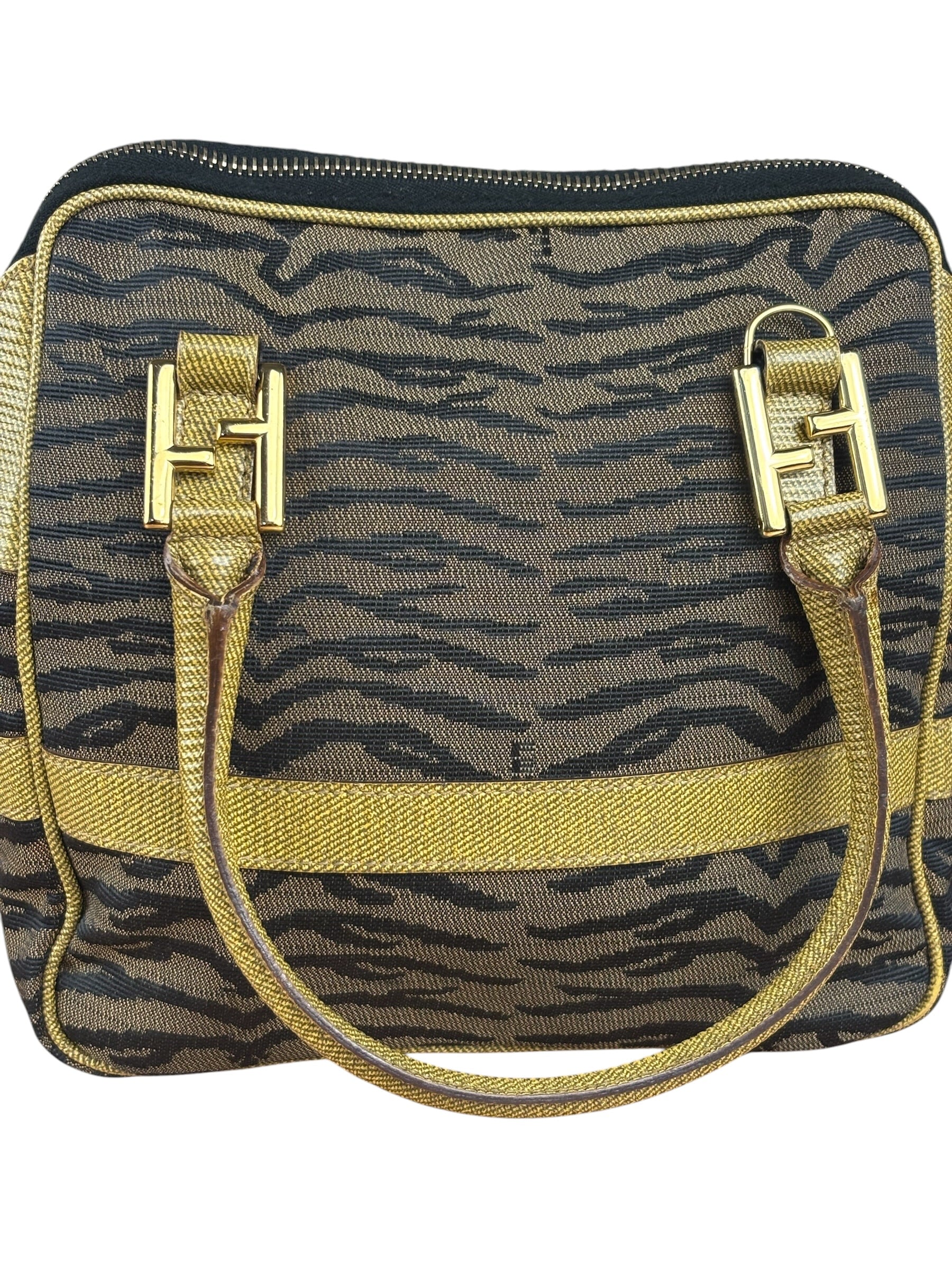 Fendi Vintage Tiger Print Mini Bowler Bag