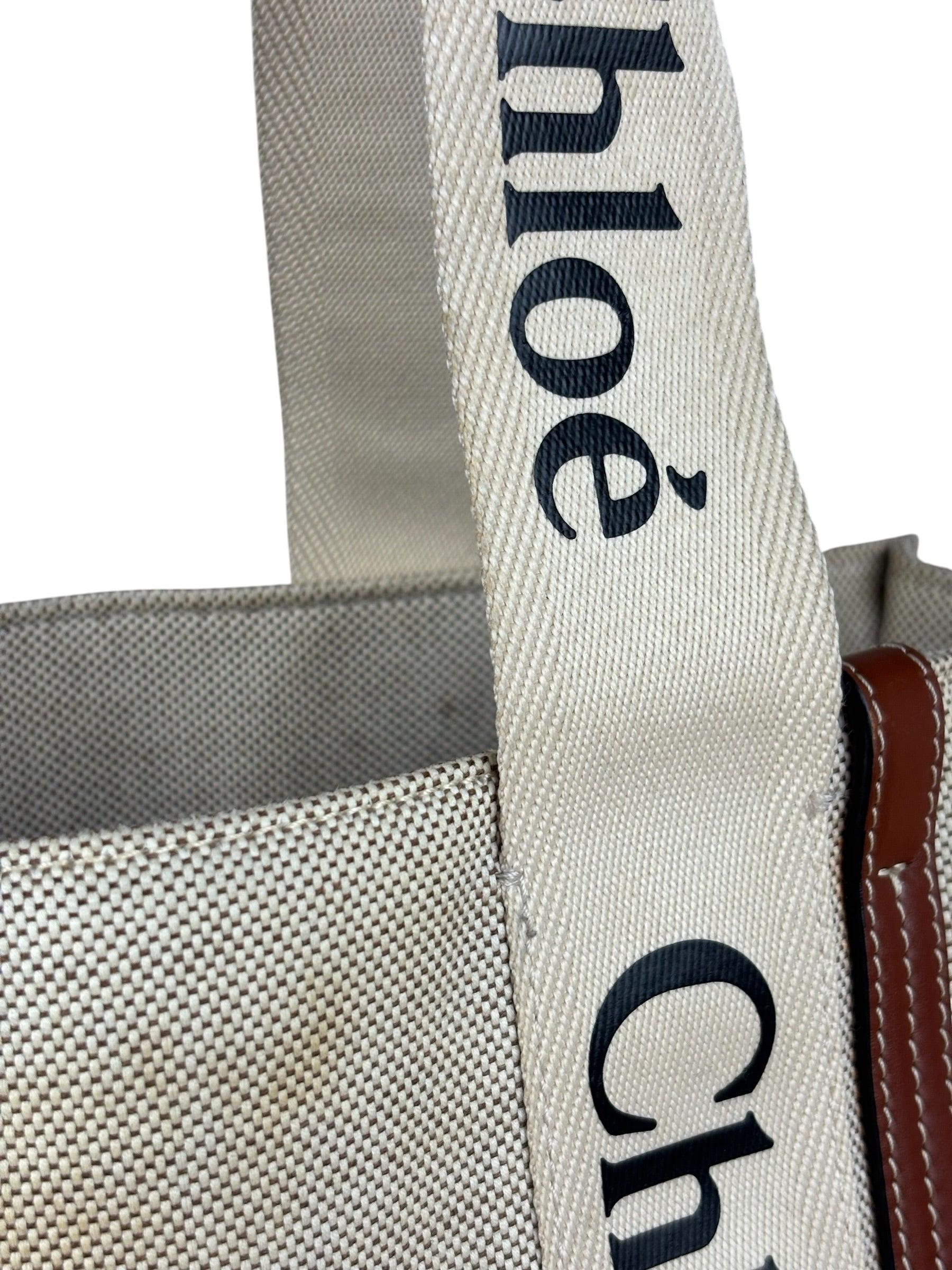 Chloe Leather Trim Woody Medium Tote Bag