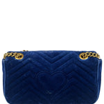 Gucci GG Blue Velvet Marmont Chain Shoulder Bag